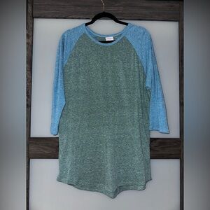 Lularoe Blue and Green Randy Tee XL